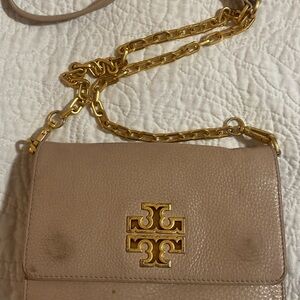 Tory Burch Beige Crossbody with Gold Chain